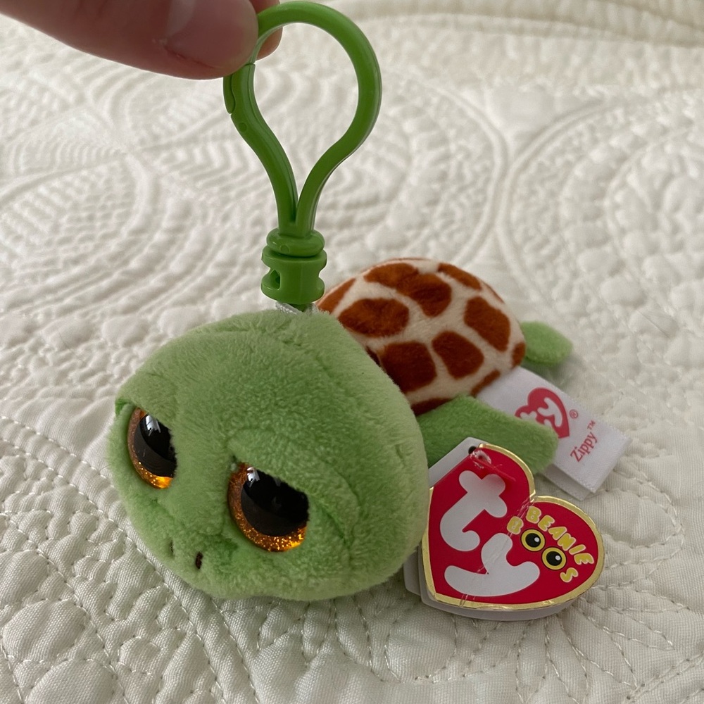 NEW! 2013 Ty Beanie Boos Zippy Key Clip Green Sea Turtle Mini 3” Plush Keychain